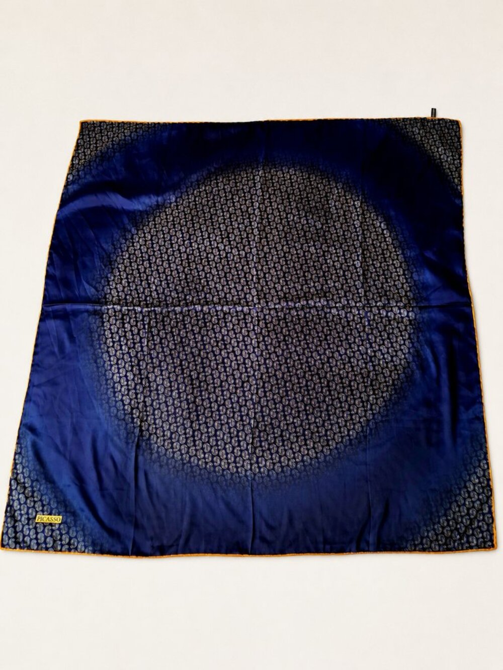 Picasso navy and yellow paisley scarf